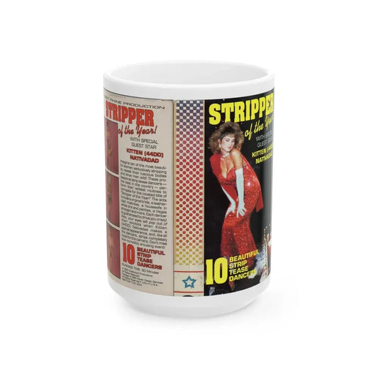 STRIPPER OF THE YEAR (VHS COVER) - White Coffee Mug 15oz - Go Mug Yourself