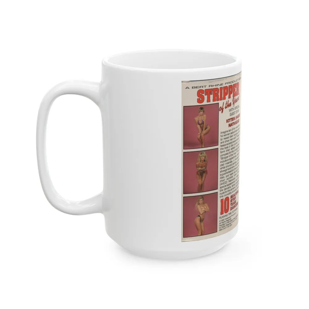 STRIPPER OF THE YEAR (VHS COVER) - White Coffee Mug-Go Mug Yourself