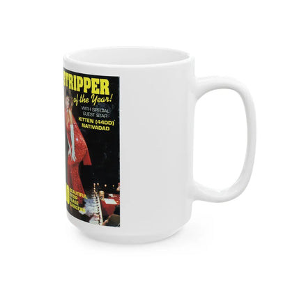 STRIPPER OF THE YEAR (VHS COVER) - White Coffee Mug-Go Mug Yourself