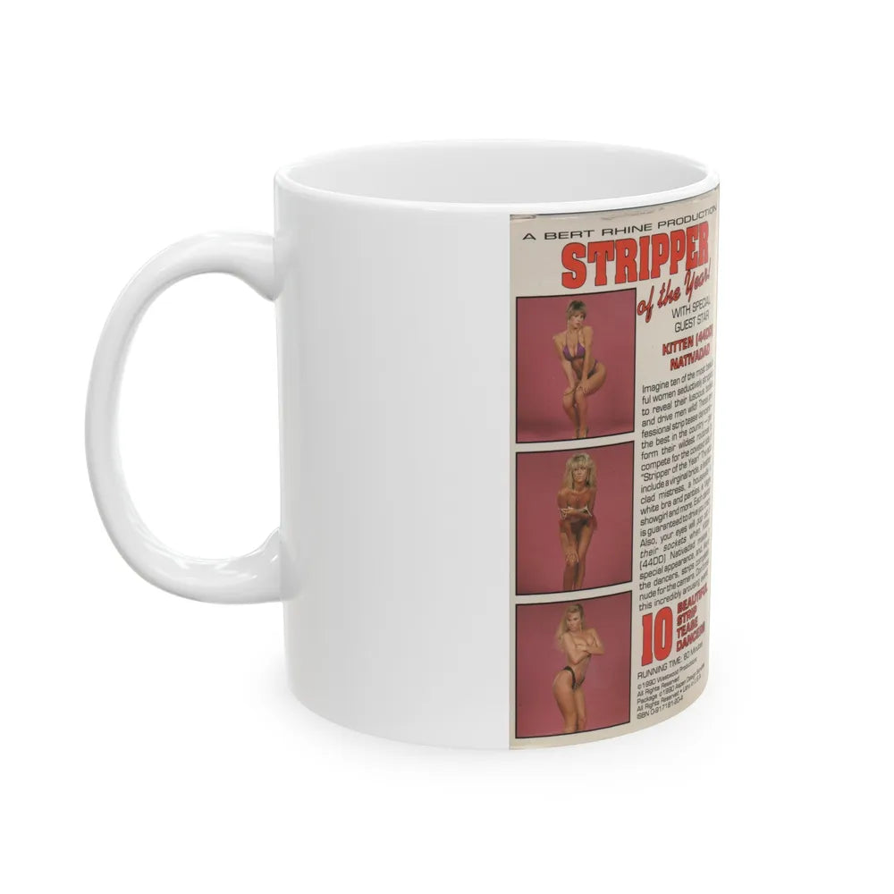 STRIPPER OF THE YEAR (VHS COVER) - White Coffee Mug-Go Mug Yourself