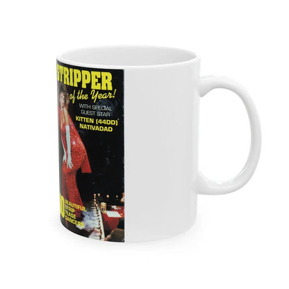 STRIPPER OF THE YEAR (VHS COVER) - White Coffee Mug-Go Mug Yourself