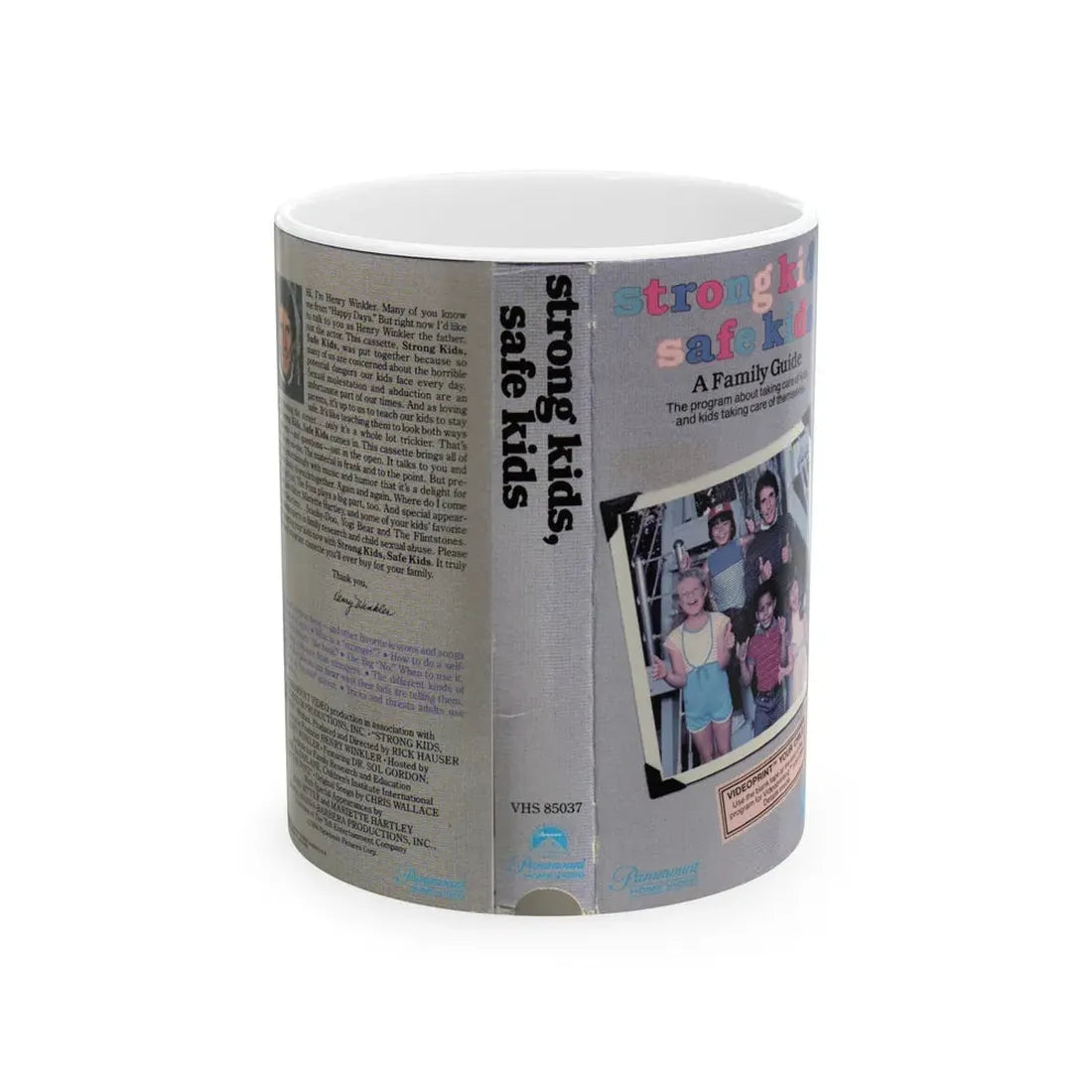 STRONG KIDS SAFE KIDS A FAMILY GUIDE (VHS COVER) - White Coffee Mug 11oz - Go Mug Yourself