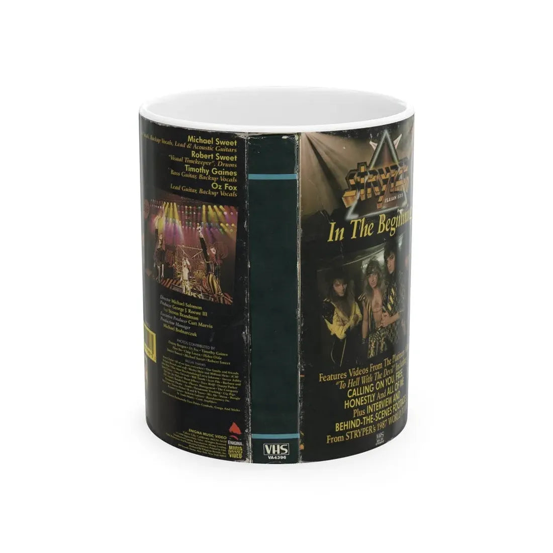STRYPER IN THE BEGINNING version 2 (VHS COVER) - White Coffee Mug 11oz - Go Mug Yourself