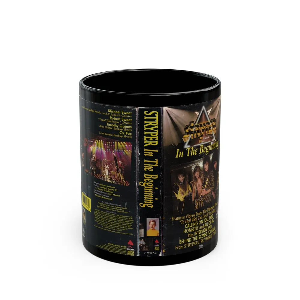 STRYPER IN THE BEGINNING (VHS COVER) - Black Coffee Mug-11oz-Go Mug Yourself