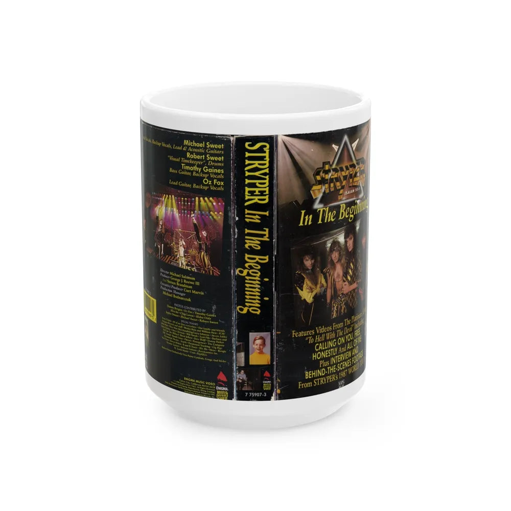 STRYPER IN THE BEGINNING (VHS COVER) - White Coffee Mug-15oz-Go Mug Yourself