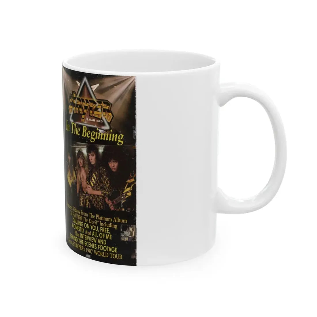 STRYPER IN THE BEGINNING (VHS COVER) - White Coffee Mug - Go Mug Yourself