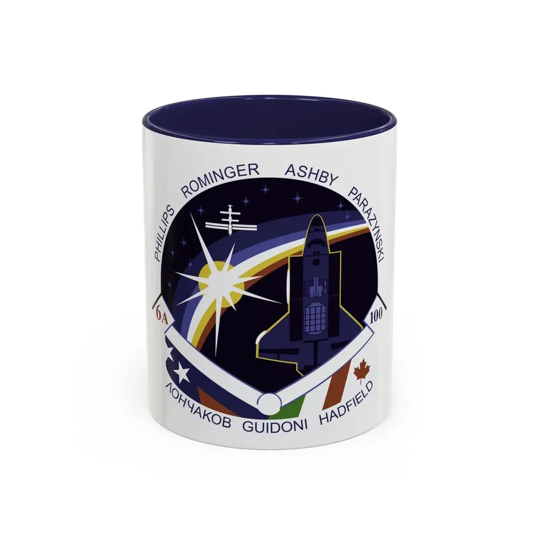 STS 100 (NASA) Accent Coffee Mug 11oz Navy - Go Mug Yourself