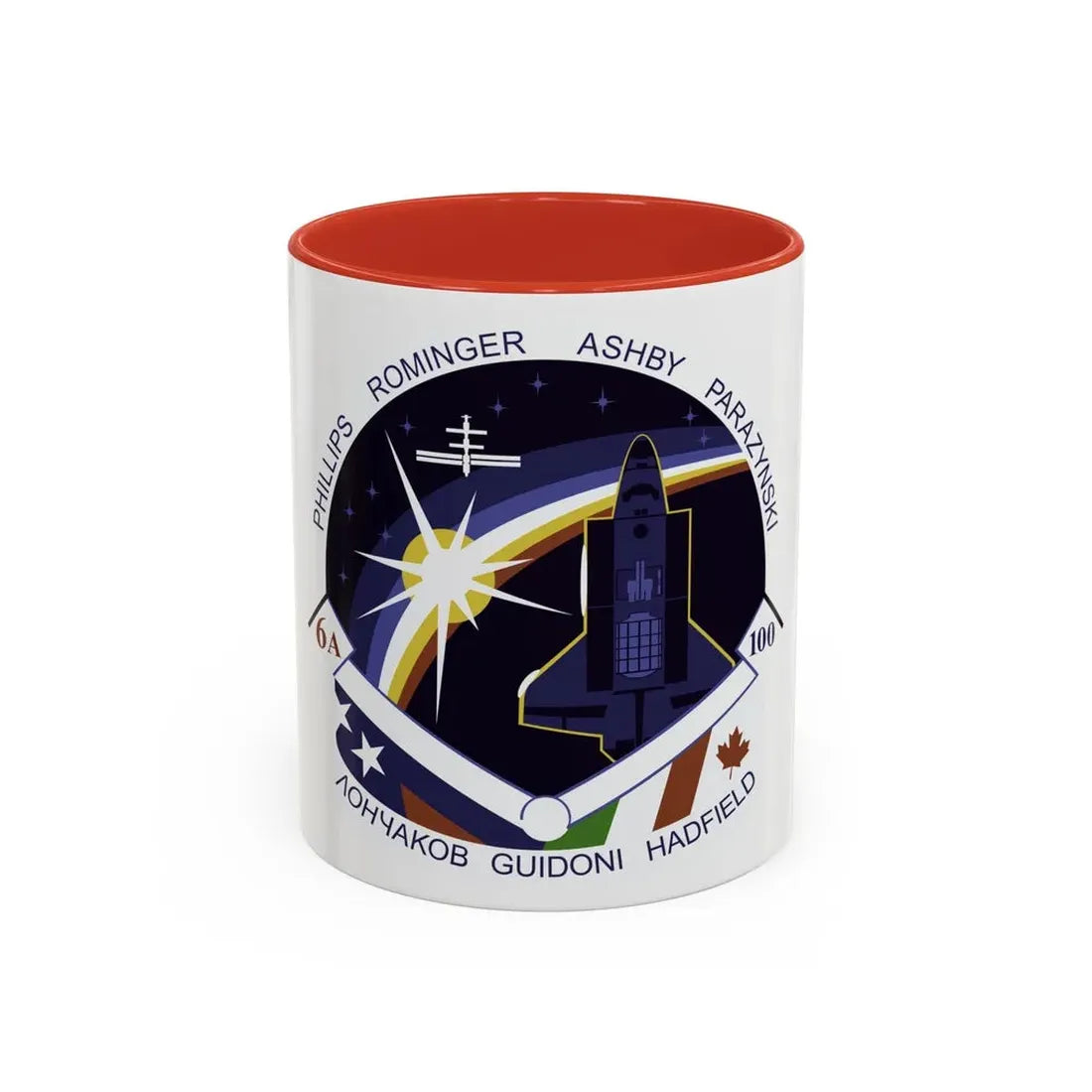 STS 100 (NASA) Accent Coffee Mug 11oz Red - Go Mug Yourself