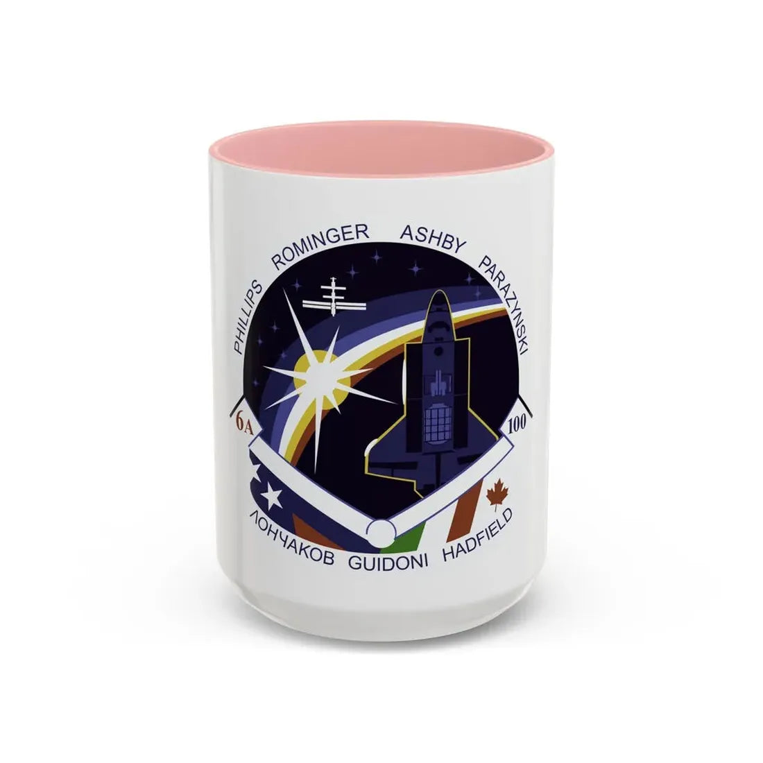 STS 100 (NASA) Accent Coffee Mug 15oz Pink - Go Mug Yourself