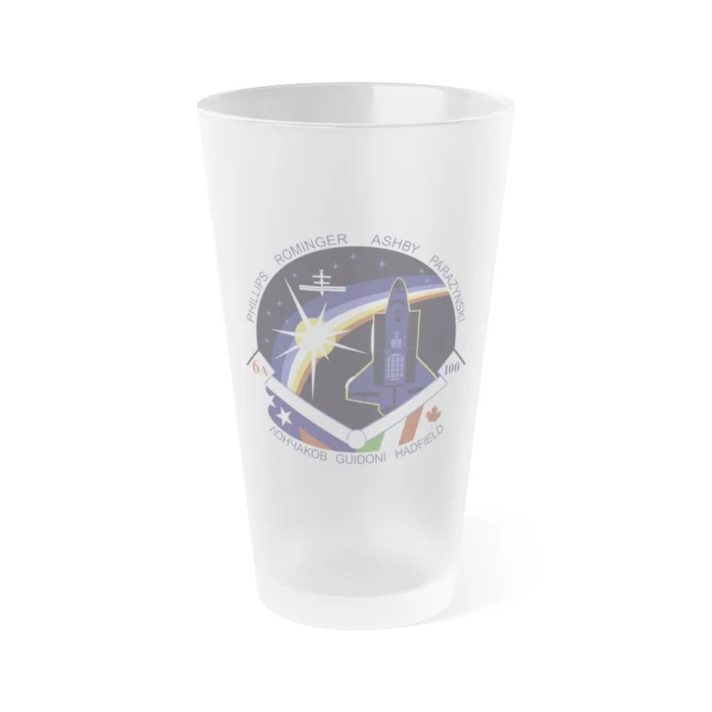 STS 100 (NASA) Frosted Pint Glass 16oz-Go Mug Yourself