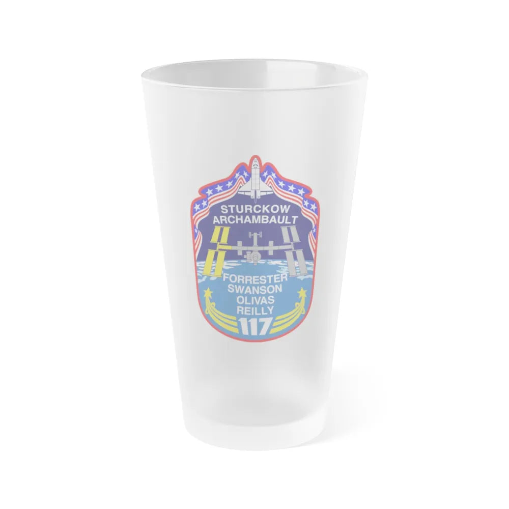 STS 117 (NASA) Frosted Pint Glass 16oz-Go Mug Yourself