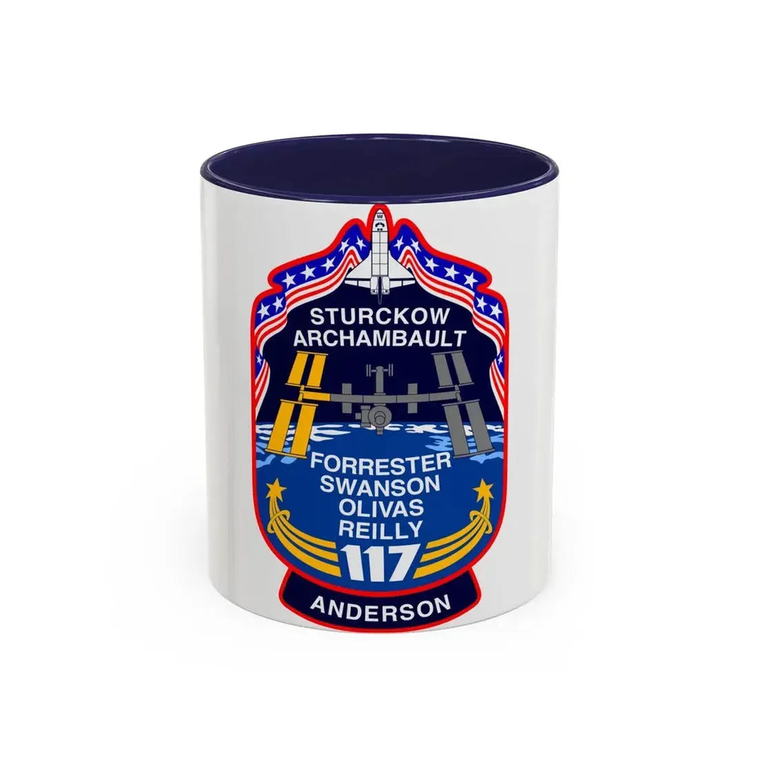 STS 117 Patch v2 (NASA) Accent Coffee Mug 11oz Navy - Go Mug Yourself