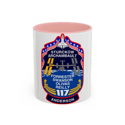 STS 117 Patch v2 (NASA) Accent Coffee Mug 11oz Pink - Go Mug Yourself