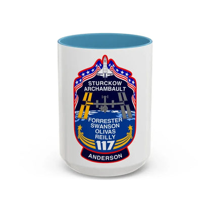 STS 117 Patch v2 (NASA) Accent Coffee Mug 15oz Light Blue - Go Mug Yourself