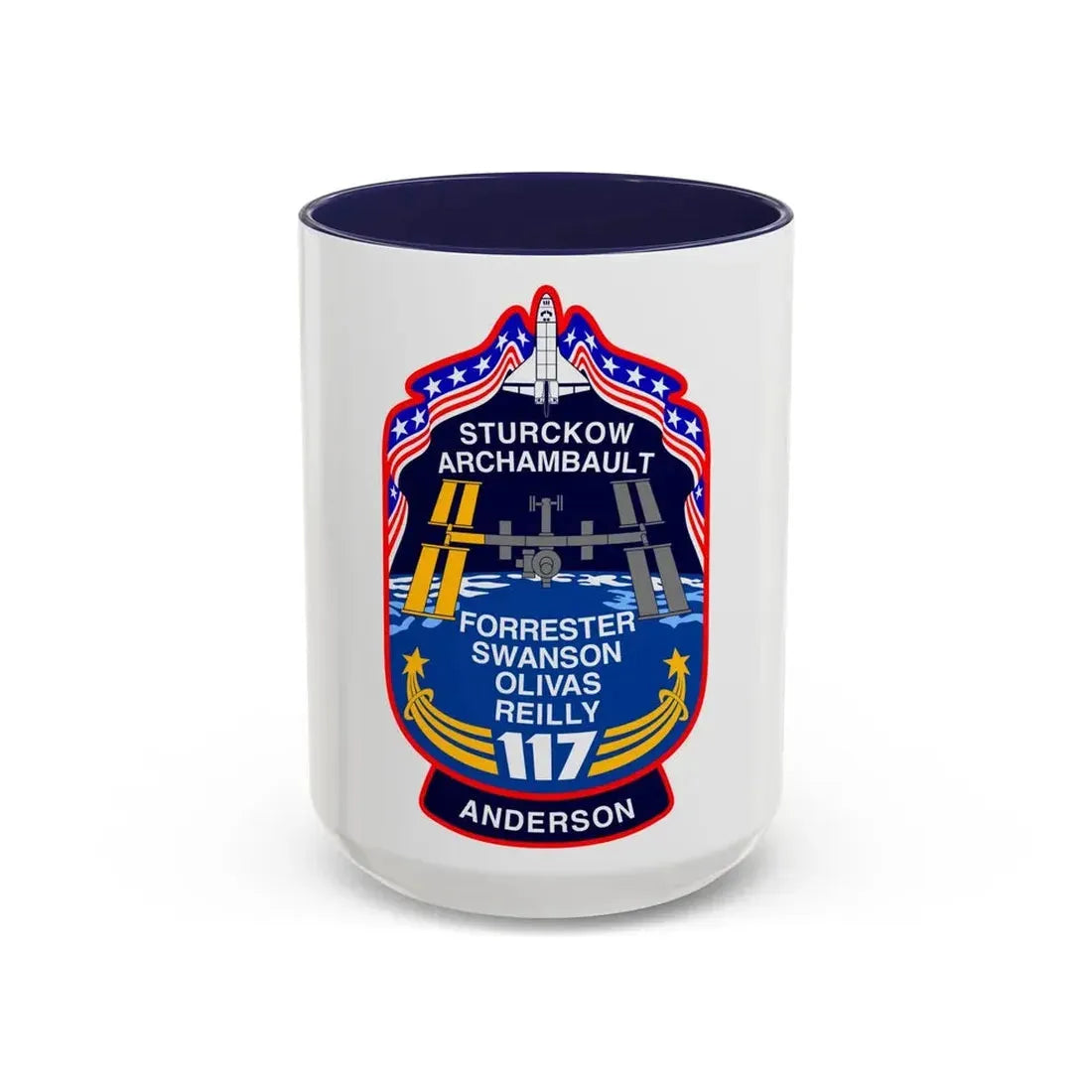 STS 117 Patch v2 (NASA) Accent Coffee Mug 15oz Navy - Go Mug Yourself
