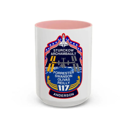 STS 117 Patch v2 (NASA) Accent Coffee Mug 15oz Pink - Go Mug Yourself