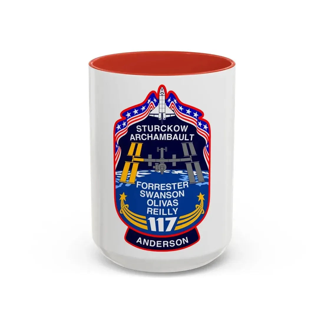 STS 117 Patch v2 (NASA) Accent Coffee Mug 15oz Red - Go Mug Yourself
