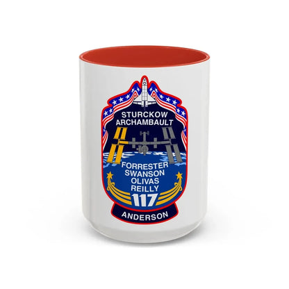 STS 117 Patch v2 (NASA) Accent Coffee Mug 15oz Red - Go Mug Yourself