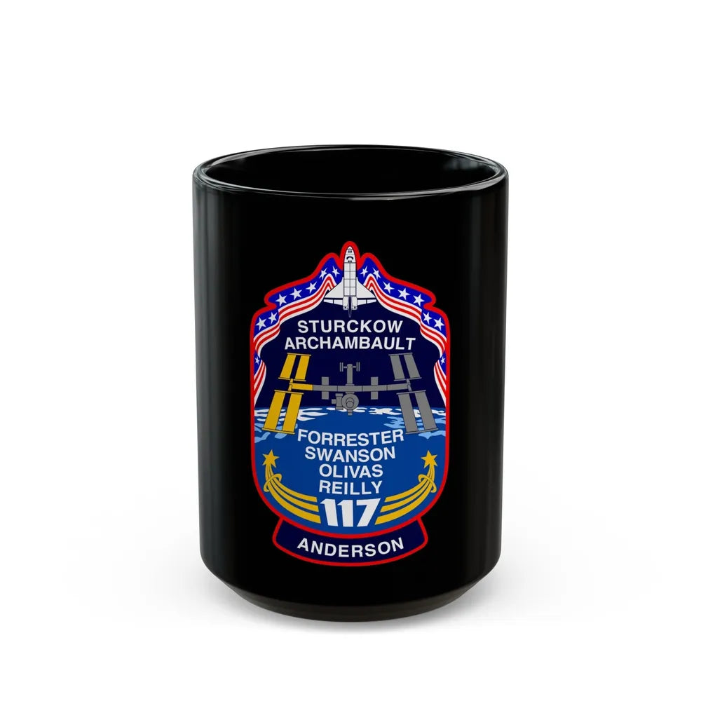 STS 117 Patch v2 NASA (NASA) Black Coffee Mug-15oz-Go Mug Yourself