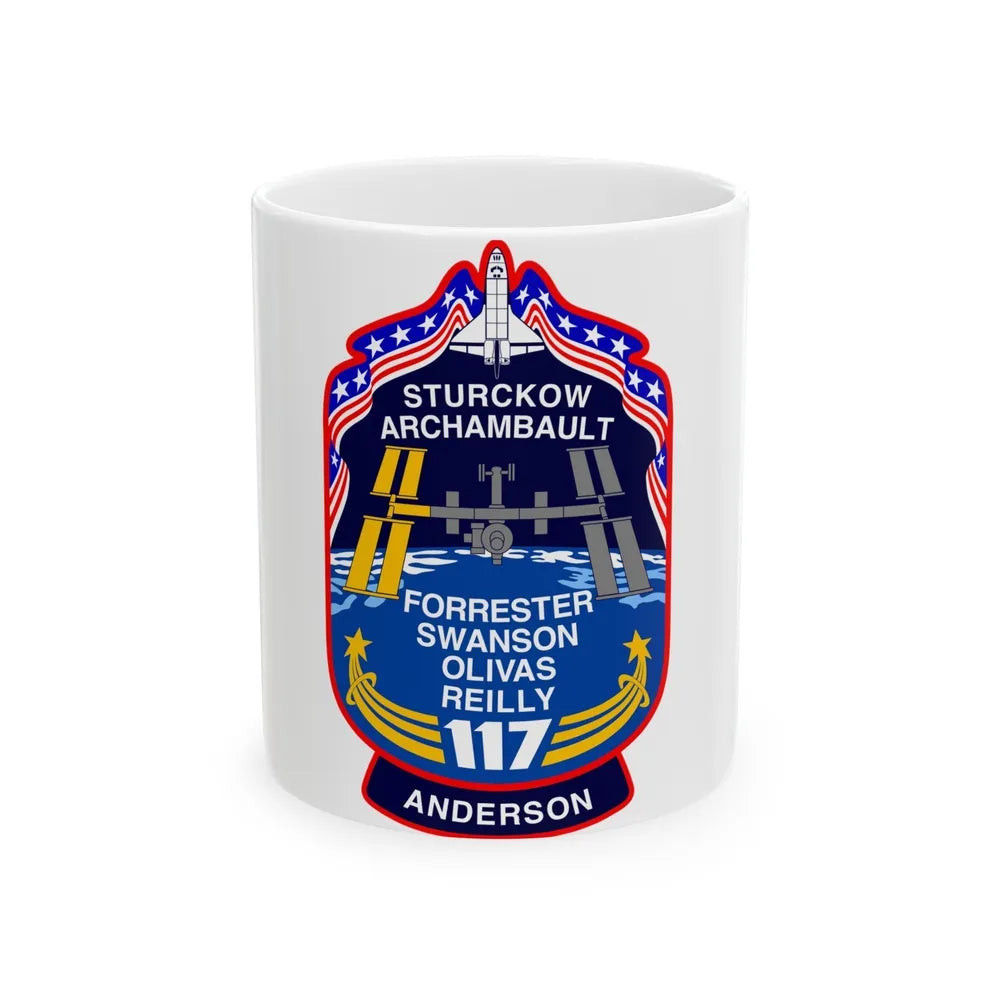 STS 117 Patch v2 NASA (NASA) White Coffee Mug-11oz-Go Mug Yourself