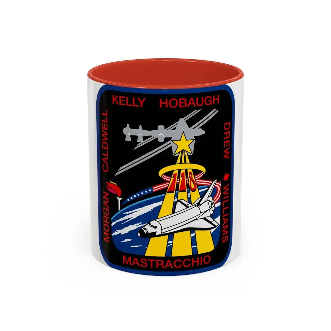 STS 118 (NASA) Accent Coffee Mug 11oz Red - Go Mug Yourself