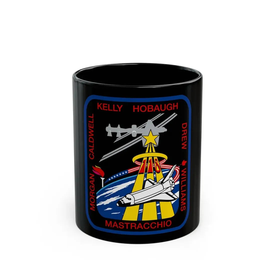 STS 118 (NASA) Black Coffee Mug 11oz - Go Mug Yourself