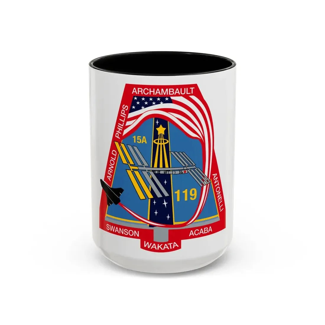 STS 119 (NASA) Accent Coffee Mug 15oz Black - Go Mug Yourself