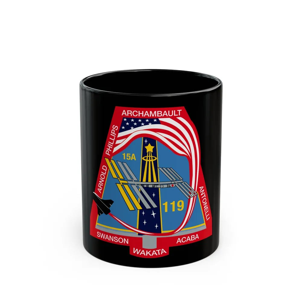 STS 119 (NASA) Black Coffee Mug-11oz-Go Mug Yourself