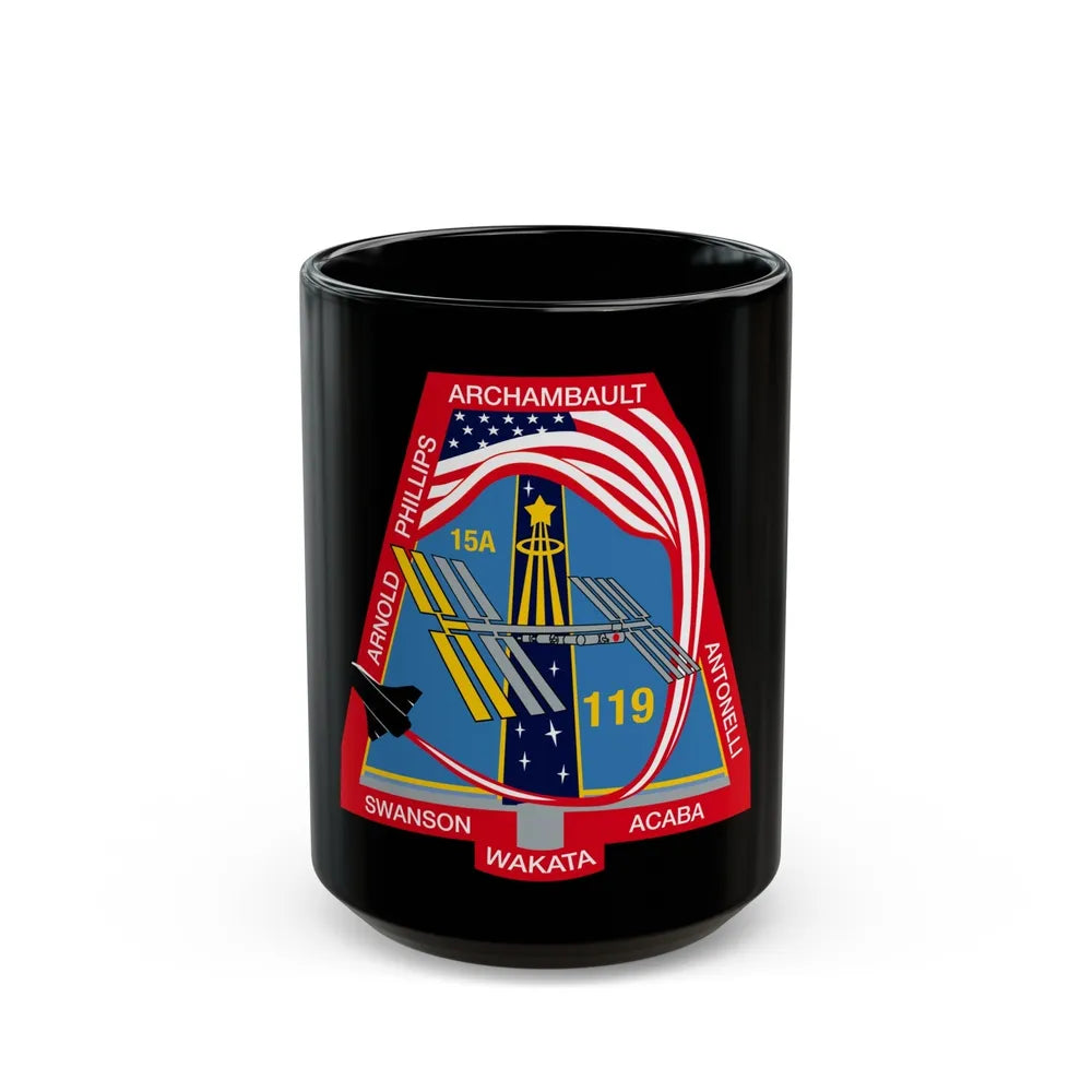 STS 119 (NASA) Black Coffee Mug-15oz-Go Mug Yourself