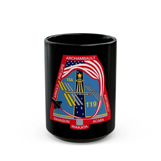 STS 119 (NASA) Black Coffee Mug 15oz - Go Mug Yourself