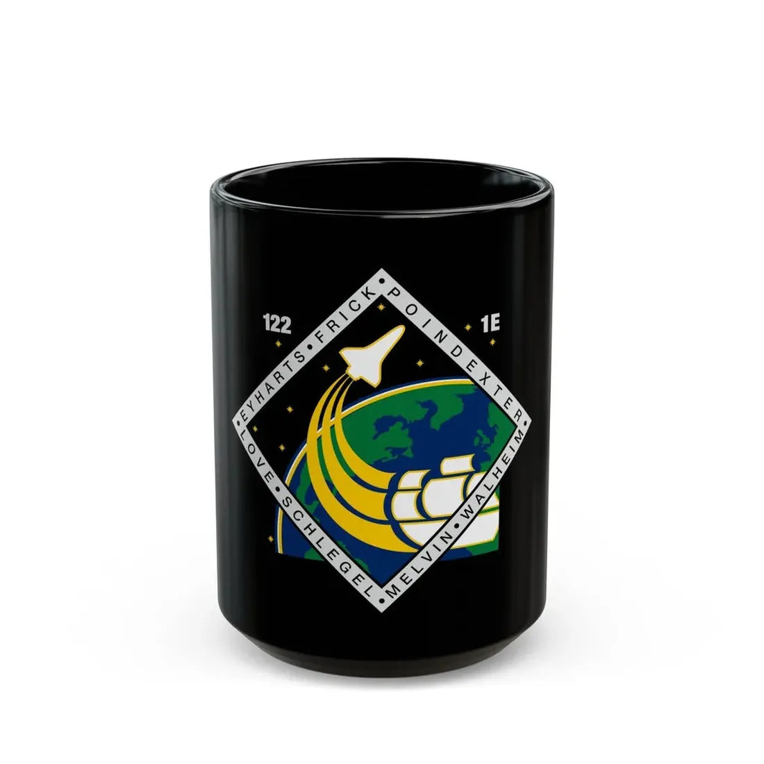STS 122 (NASA) Black Coffee Mug 15oz - Go Mug Yourself