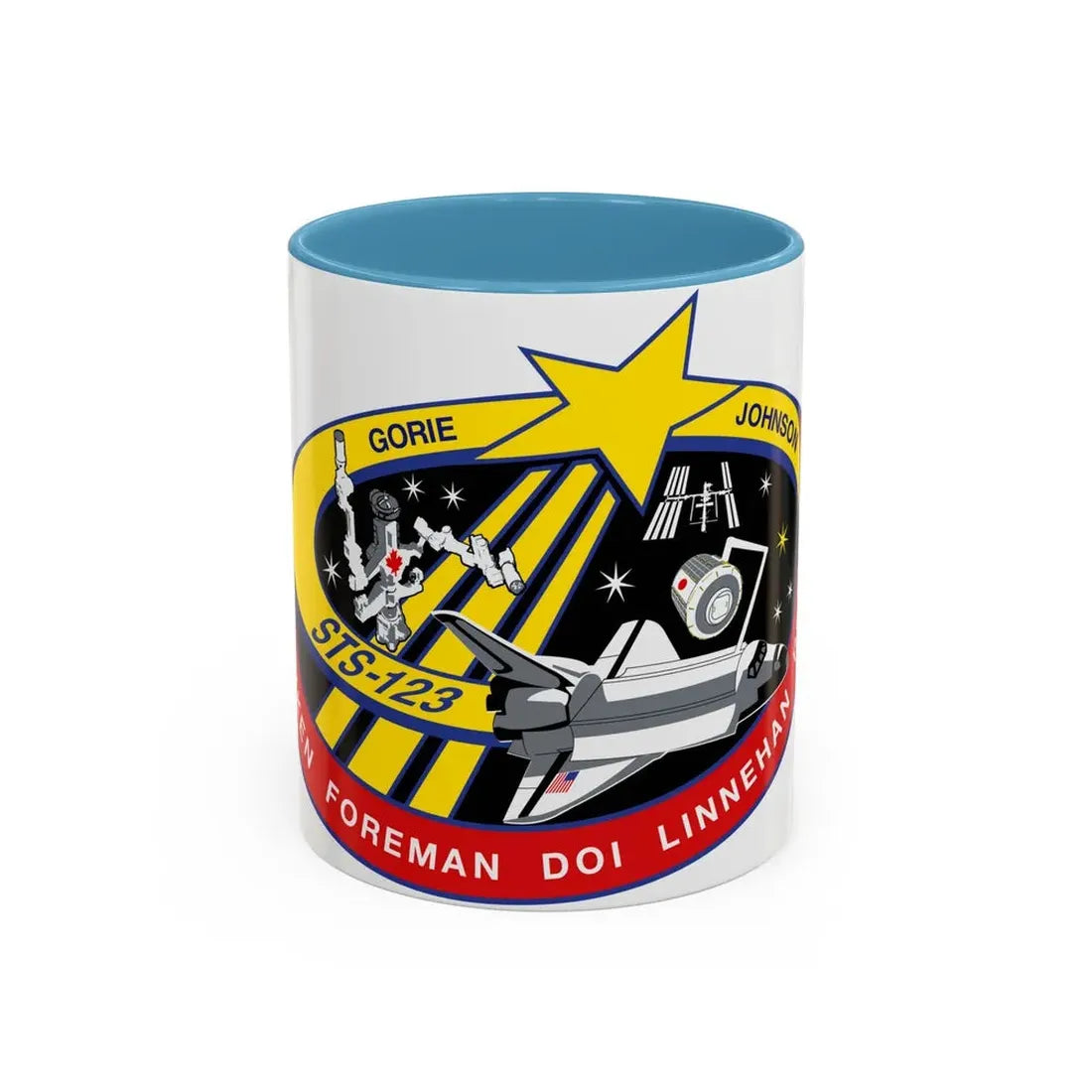 STS 123 (NASA) Accent Coffee Mug 11oz Light Blue - Go Mug Yourself