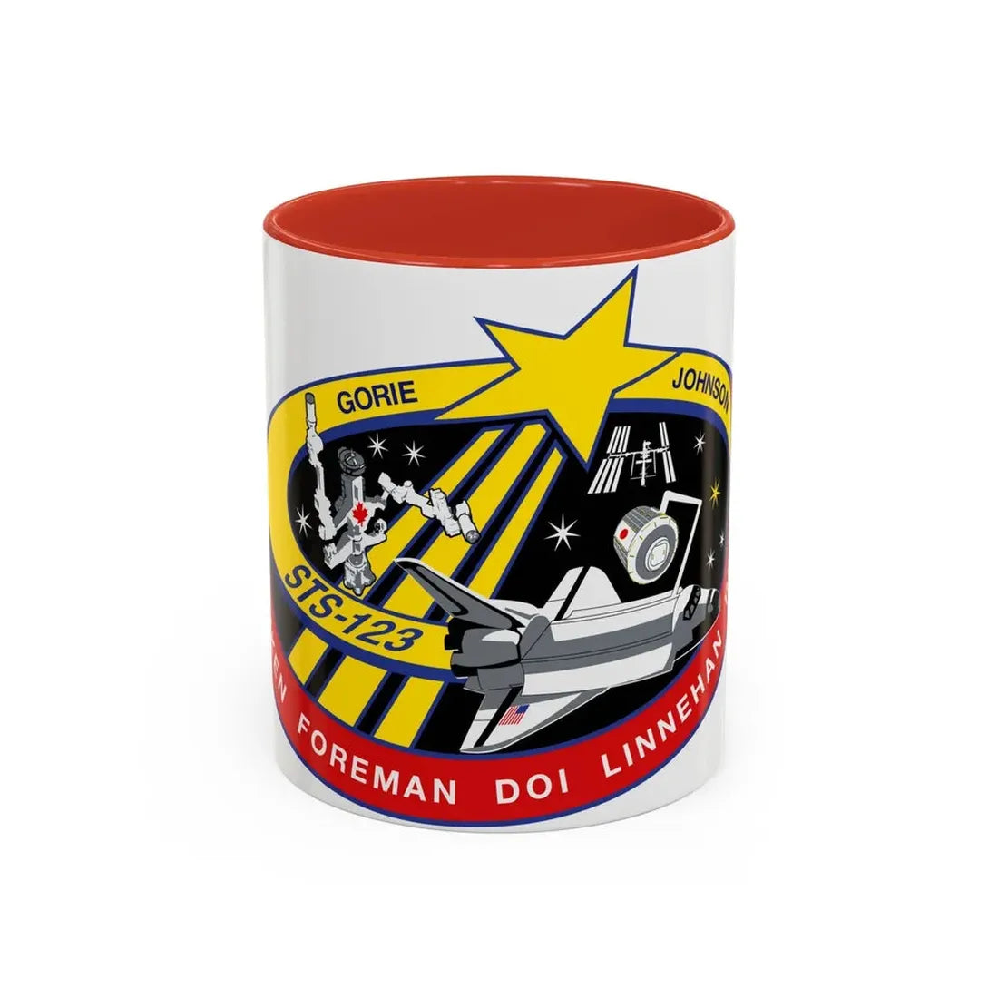 STS 123 (NASA) Accent Coffee Mug 11oz Red - Go Mug Yourself