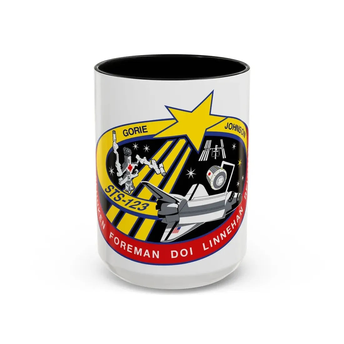 STS 123 (NASA) Accent Coffee Mug 15oz Black - Go Mug Yourself