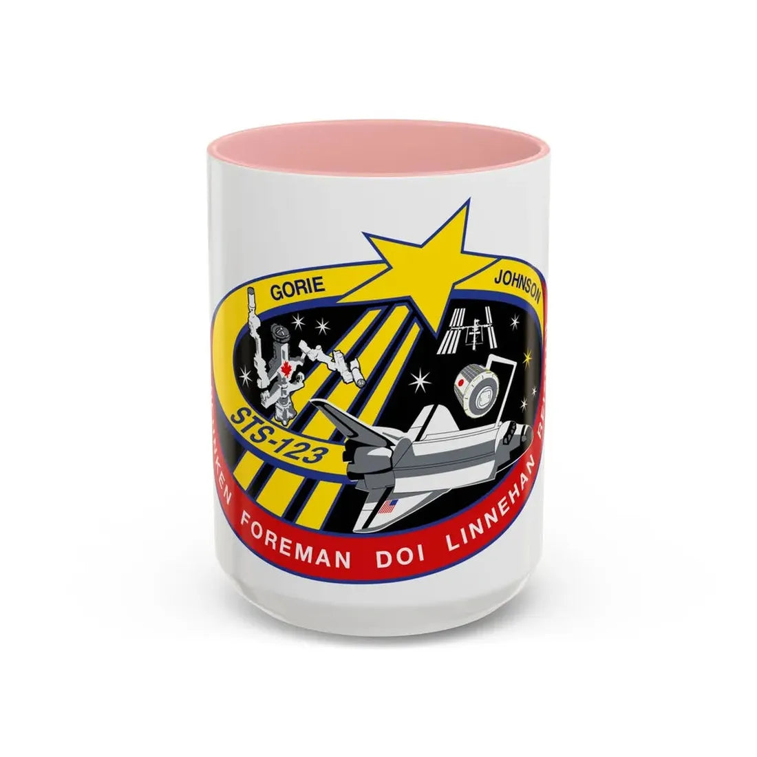STS 123 (NASA) Accent Coffee Mug 15oz Pink - Go Mug Yourself