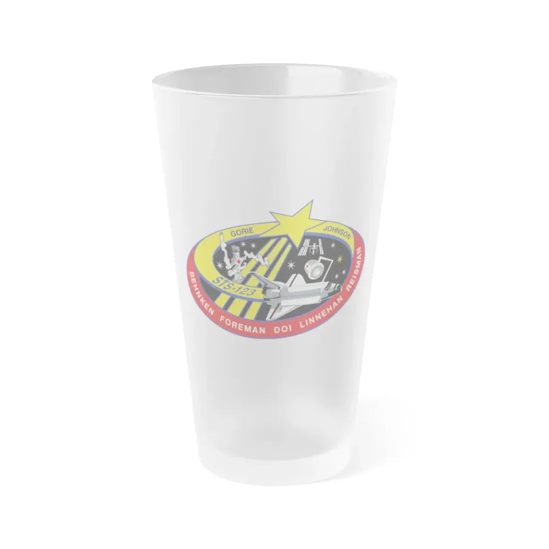 STS 123 (NASA) Frosted Pint Glass 16oz 16oz Frosted - Go Mug Yourself
