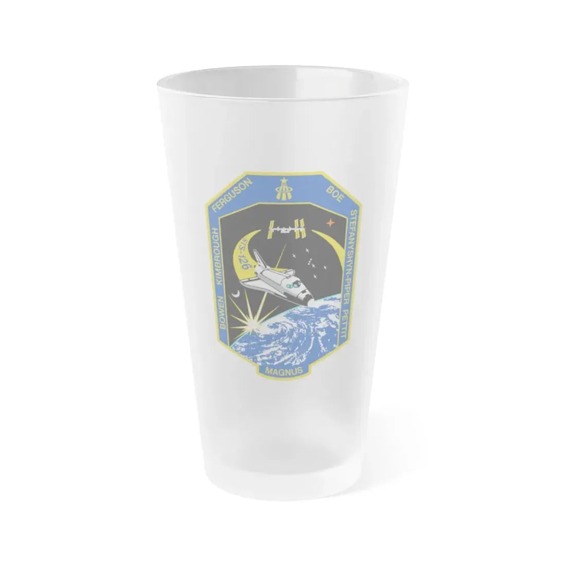 STS 126 (NASA) Frosted Pint Glass 16oz 16oz Frosted - Go Mug Yourself