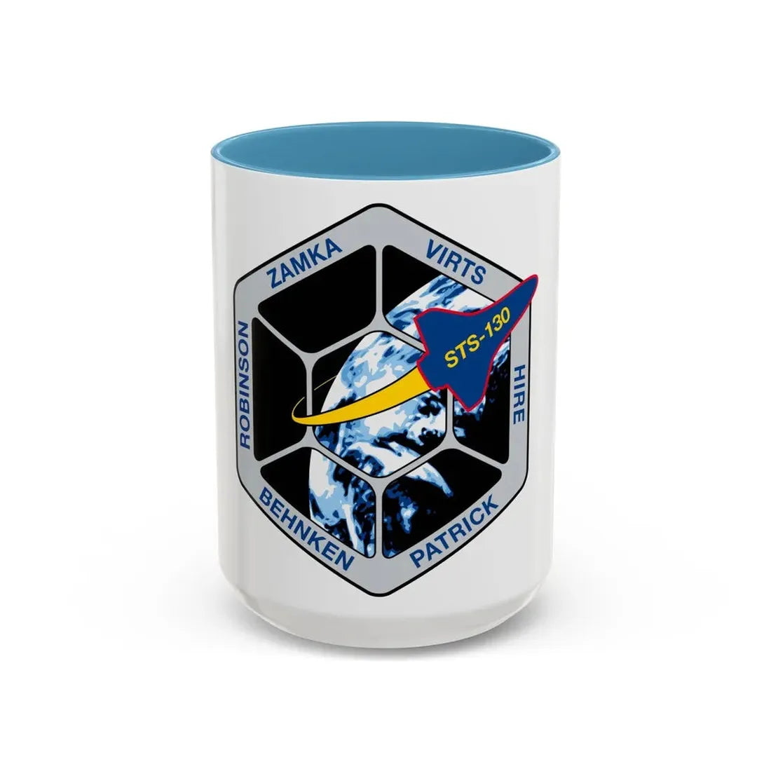 STS 130 (NASA) Accent Coffee Mug 15oz Light Blue - Go Mug Yourself