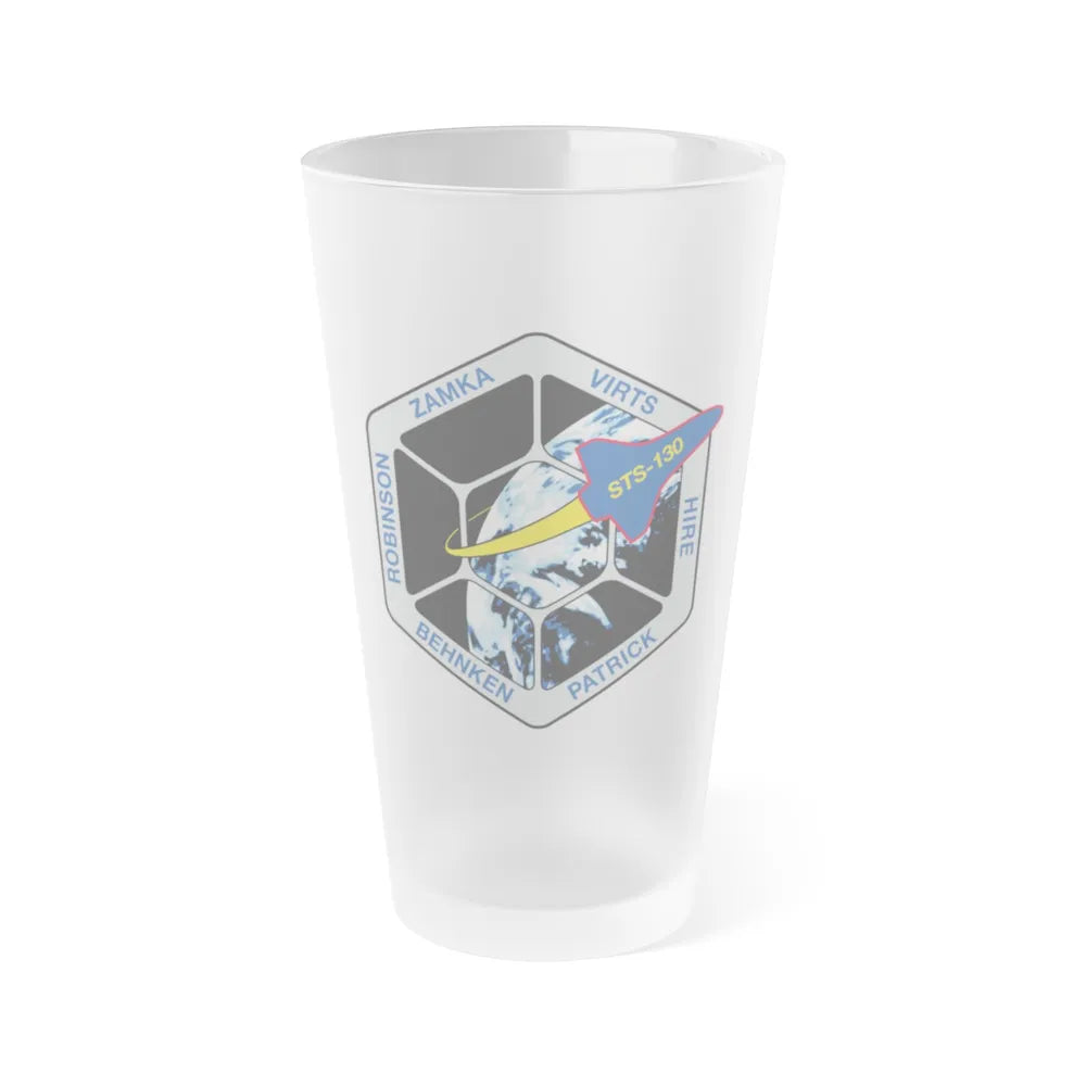 STS 130 (NASA) Frosted Pint Glass 16oz-16oz-Frosted-Go Mug Yourself