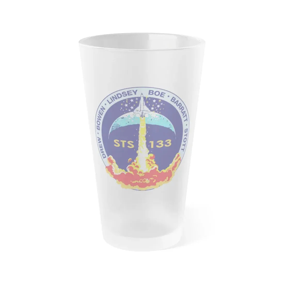 STS 133 (NASA) Frosted Pint Glass 16oz 16oz Frosted - Go Mug Yourself