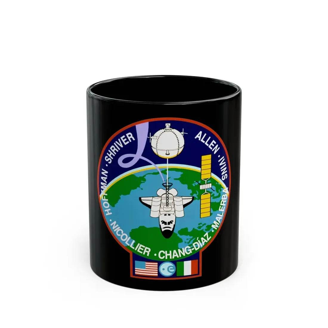 STS 46 (NASA) Black Coffee Mug 11oz - Go Mug Yourself