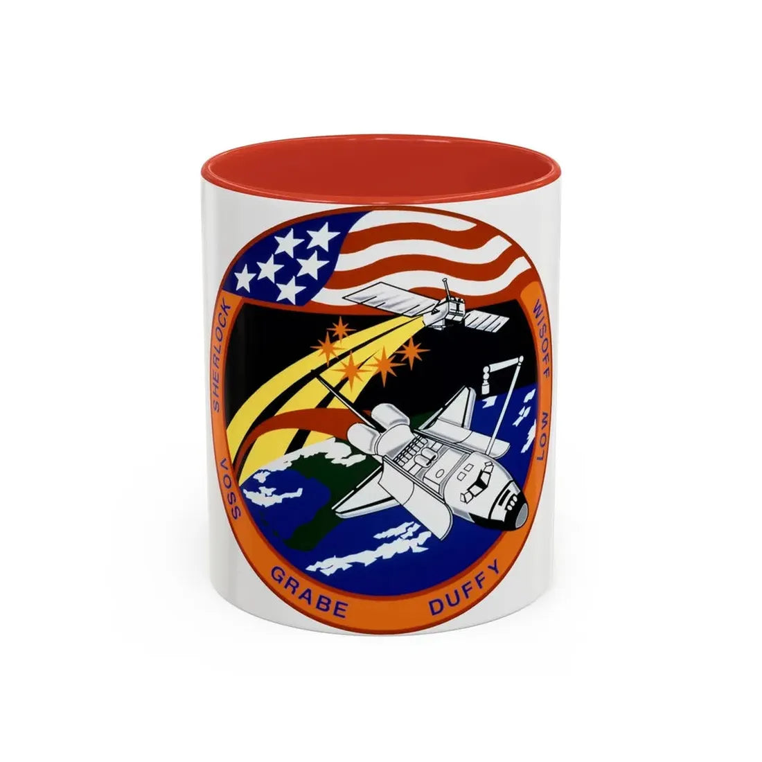 STS 57 (NASA) Accent Coffee Mug 11oz Red - Go Mug Yourself