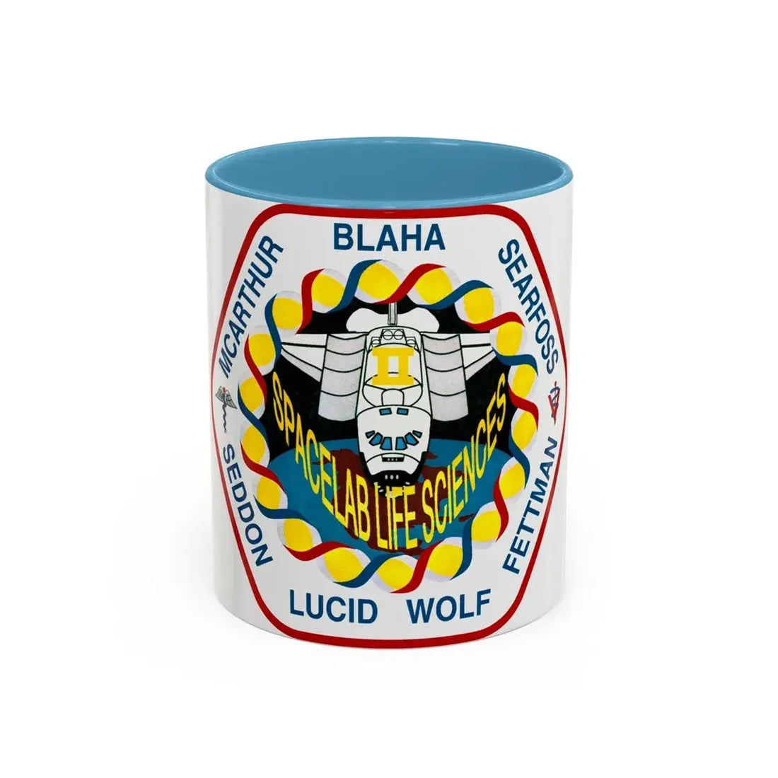 STS 58 (NASA) Accent Coffee Mug 11oz Light Blue - Go Mug Yourself