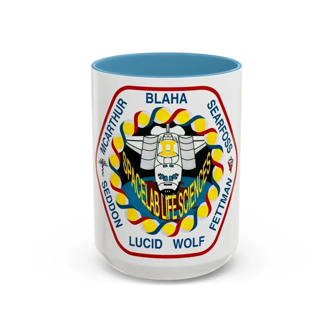 STS 58 (NASA) Accent Coffee Mug 15oz Light Blue - Go Mug Yourself