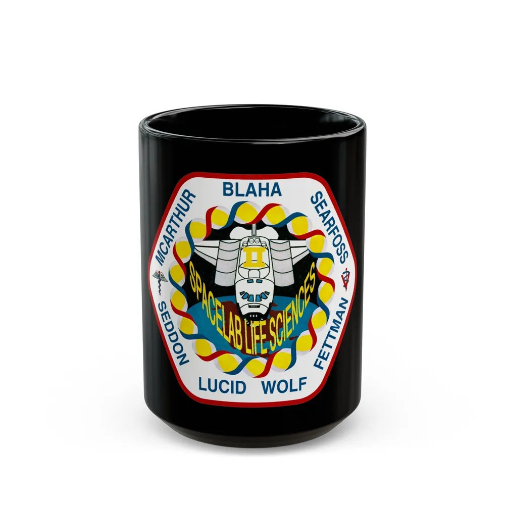 STS 58 (NASA) Black Coffee Mug-15oz-Go Mug Yourself