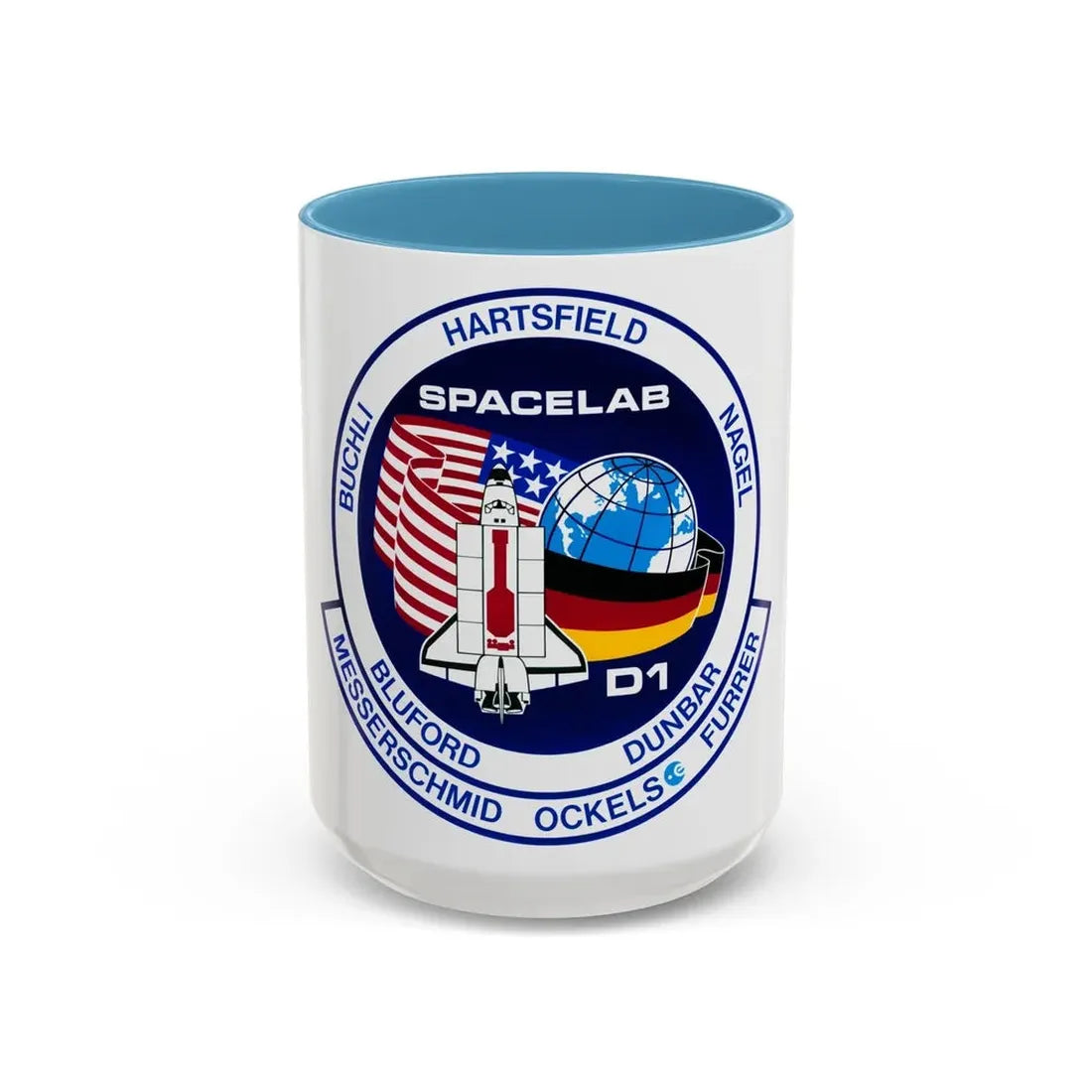 STS 61 a (NASA) Accent Coffee Mug 15oz Light Blue - Go Mug Yourself