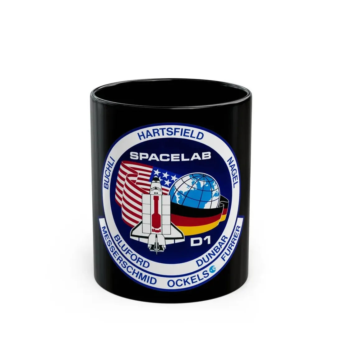 STS 61 a (NASA) Black Coffee Mug 11oz - Go Mug Yourself