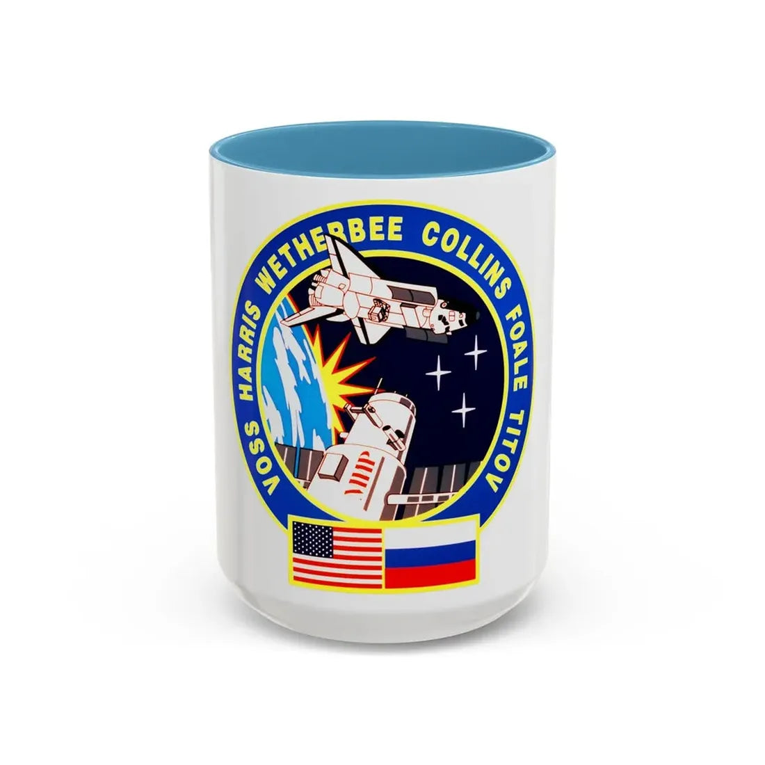 STS 63 (NASA) Accent Coffee Mug 15oz Light Blue - Go Mug Yourself