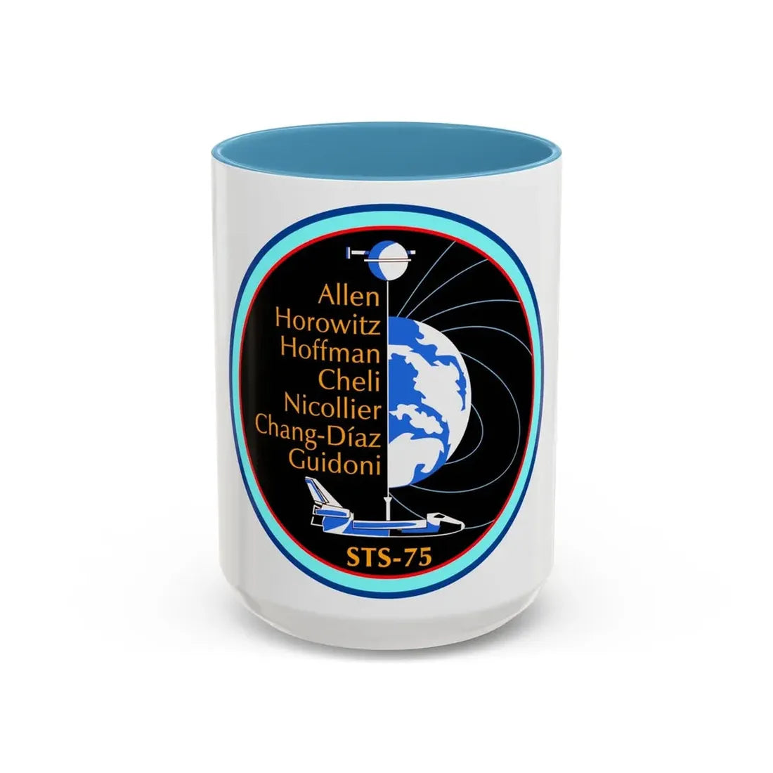 STS 75 (NASA) Accent Coffee Mug 15oz Light Blue - Go Mug Yourself