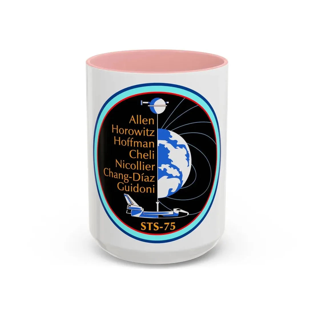 STS 75 (NASA) Accent Coffee Mug 15oz Pink - Go Mug Yourself